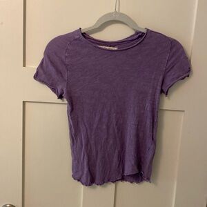 Free people purple shirt with leticed hems